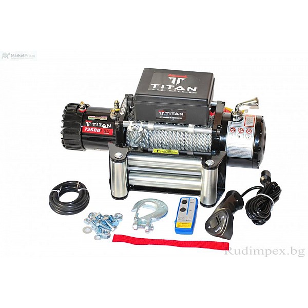 Лебедка Titan 13500 LB (6136 кг) 12V – Електрическа лебедка за Джип и Пътна помощ