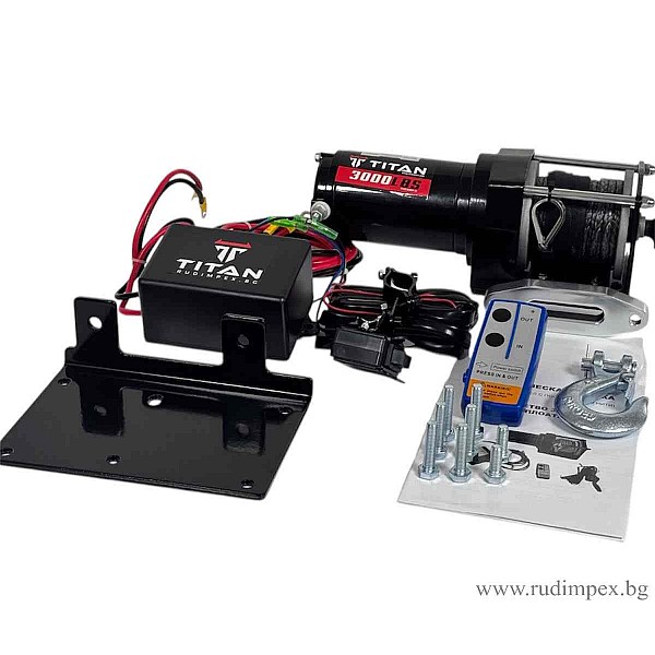 Guincho Titan de 3000 libras com cabo sintético, 12V, elétrico - 0000524S